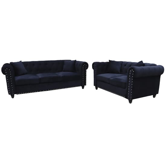 Oaxaca Plush Velvet 3+2 Seater Sofa Set In Black_1