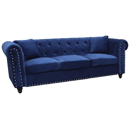 Oaxaca Plush Velvet 3+2 Seater Sofa Set In Blue_3