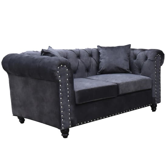 Oaxaca Plush Velvet 3+2 Seater Sofa Set In Dark Grey_2