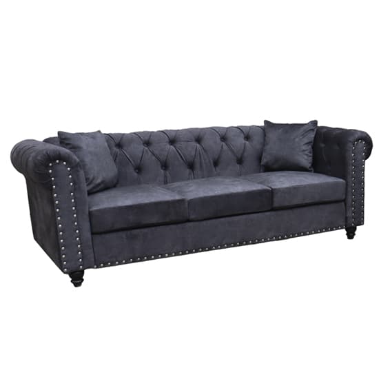 Oaxaca Plush Velvet 3+2 Seater Sofa Set In Dark Grey_3