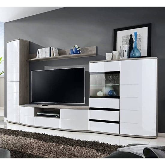 Ocala I High Gloss Living Room Furniture Set In White With LED_1