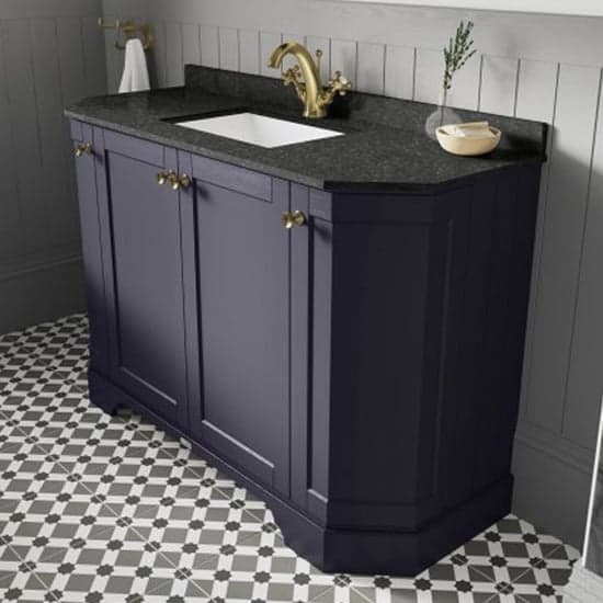 Ocala 102cm Angled Vanity With 1TH Black Marble Basin In Blue_2