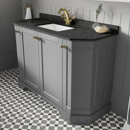Ocala 102cm Angled Vanity With 1TH Black Marble Basin In Grey_2