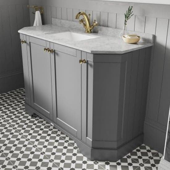 Ocala 102cm Angled Vanity With 1TH Grey Marble Basin In Grey_2