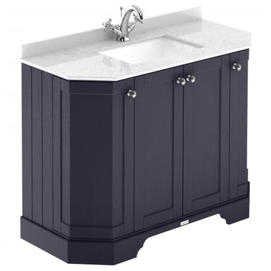 Ocala 102cm Angled Vanity With 1TH White Marble Basin In Blue_1