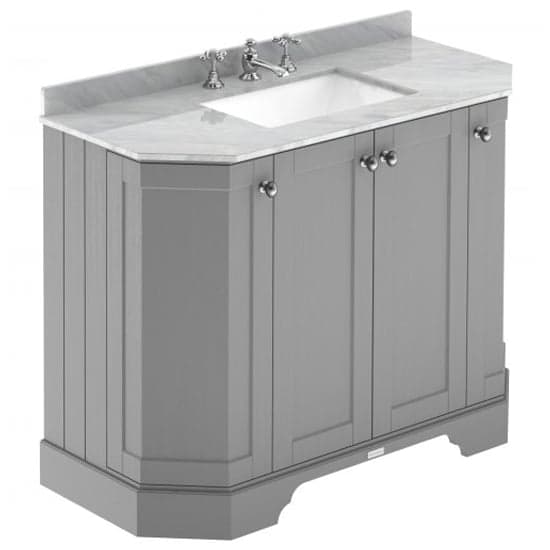 Ocala 102cm Angled Vanity With 3TH Grey Marble Basin In Grey_1