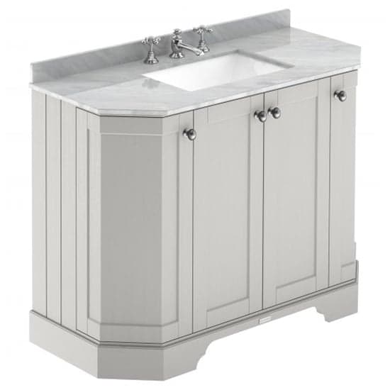 Ocala 102cm Angled Vanity With 3TH Grey Marble Basin In Sand_1