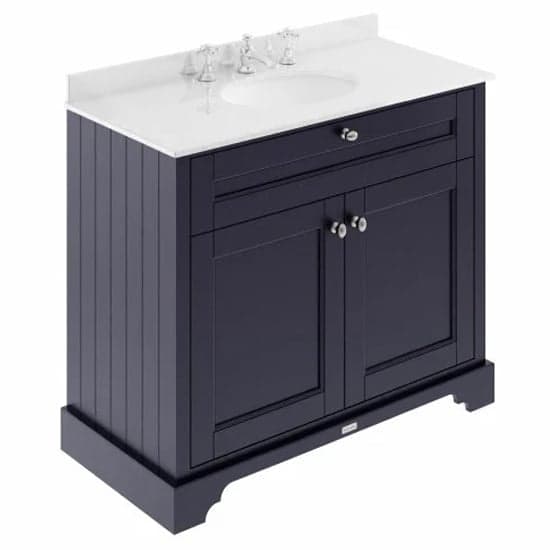 Ocala 102cm Floor Vanity With 3TH White Marble Basin In Blue_1