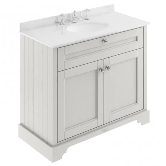 Ocala 102cm Floor Vanity With 3TH White Marble Basin In Sand_1
