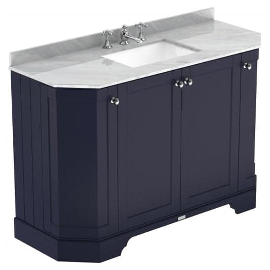 Ocala 122cm Angled Vanity With 3TH Grey Marble Basin In Blue_1