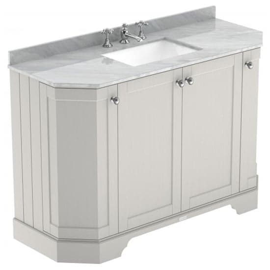 Ocala 122cm Angled Vanity With 3TH Grey Marble Basin In Sand_1