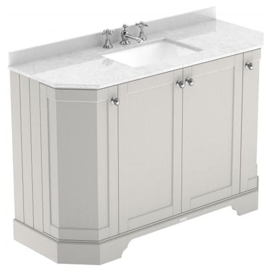 Ocala 122cm Angled Vanity With 3TH White Marble Basin In Sand_1