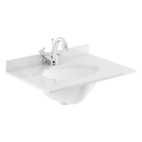 Ocala 62cm Floor Vanity With 1TH White Marble Basin In Sand_2