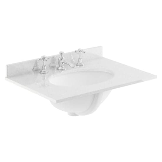 Ocala 62cm Floor Vanity With 3TH White Marble Basin In Grey_2