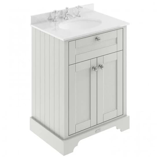 Ocala 62cm Floor Vanity With 3TH White Marble Basin In Sand_1