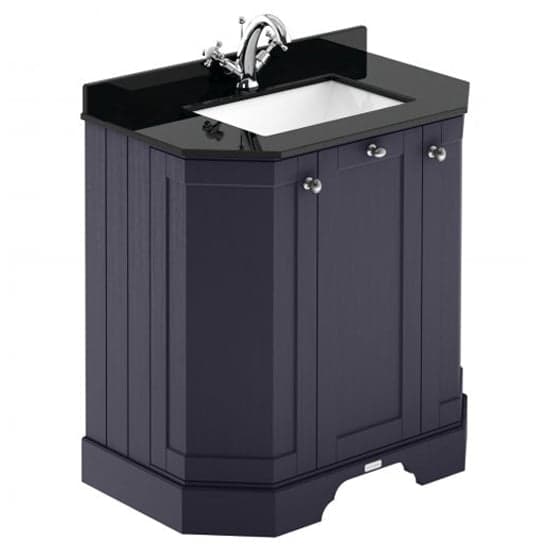 Ocala 77cm Angled Vanity With 1TH Black Marble Basin In Blue_1