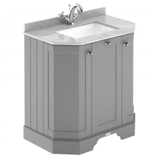 Ocala 77cm Angled Vanity With 1TH Grey Marble Basin In Grey_1