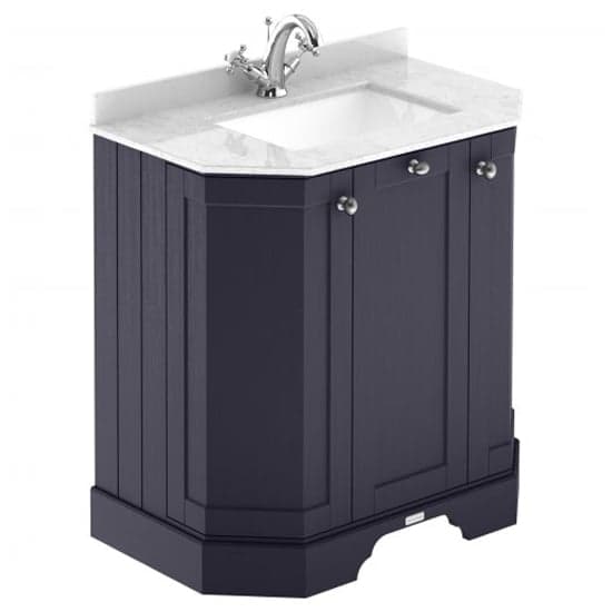 Ocala 77cm Angled Vanity With 1TH White Marble Basin In Blue_1