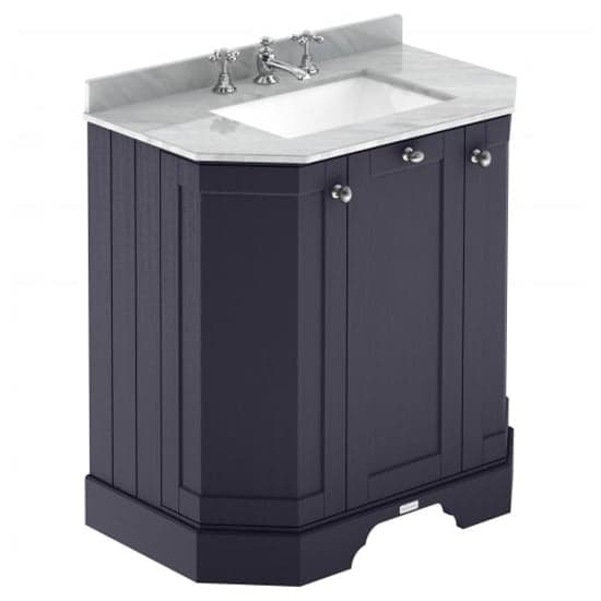 Ocala 77cm Angled Vanity With 3TH Grey Marble Basin In Blue_1