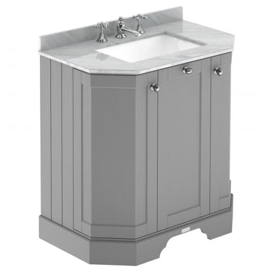 Ocala 77cm Angled Vanity With 3TH Grey Marble Basin In Grey_1