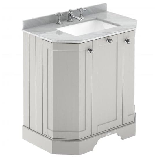 Ocala 77cm Angled Vanity With 3TH Grey Marble Basin In Sand_1