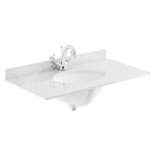 Ocala 82cm Floor Vanity With 1TH White Marble Basin In Blue_2