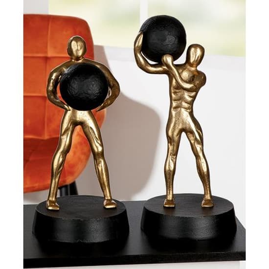 Ocala Aluminium Strong Man One Sculpture In Gold And Black_4
