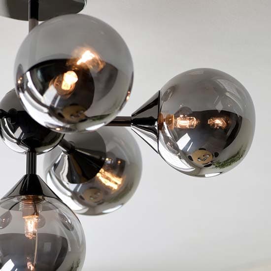 Ocala Glass Shades 6 Lights Semi Flush Ceiling Light In Black_5