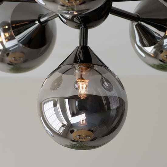 Ocala Glass Shades 6 Lights Semi Flush Ceiling Light In Black_6