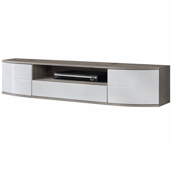 Ocala High Gloss TV Stand Large In White And San Remo Oak_2