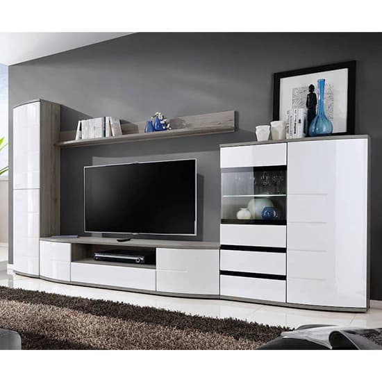 Ocala High Gloss TV Stand Large In White And San Remo Oak_3