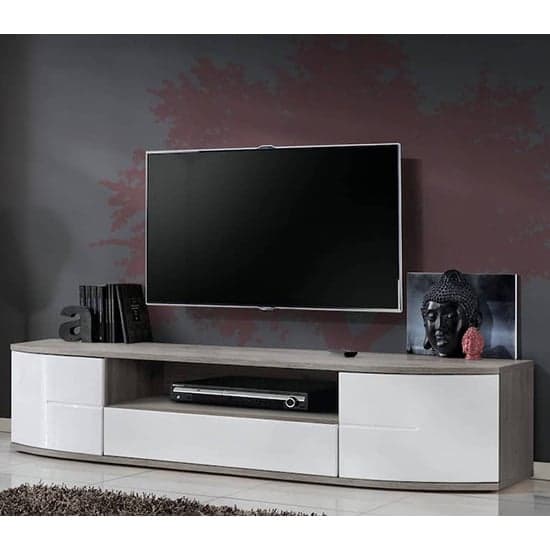 Ocala High Gloss TV Stand Large In White And San Remo Oak_1