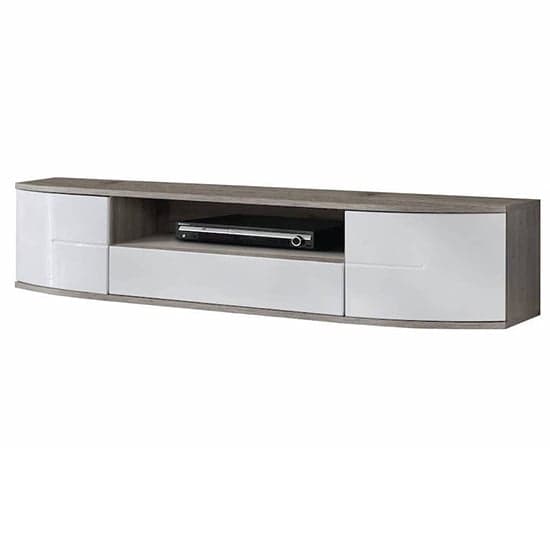 Ocala High Gloss TV Stand Small In White And San Remo Oak_2