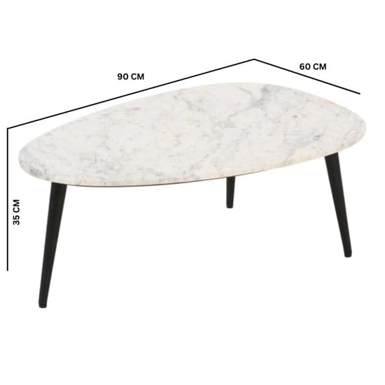 Ocala Marble Coffee Table Triangle In White With Metal Legs_5