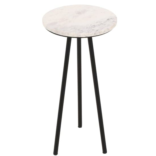 Ocala Marble Top Side Table With White With Black Metal Legs_2