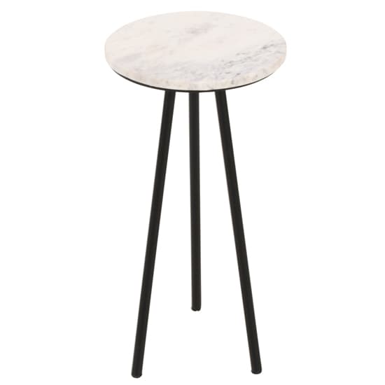Ocala Marble Top Side Table With White With Black Metal Legs_4