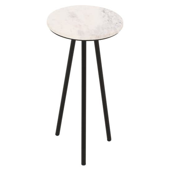 Ocala Marble Top Side Table With White With Black Metal Legs_5