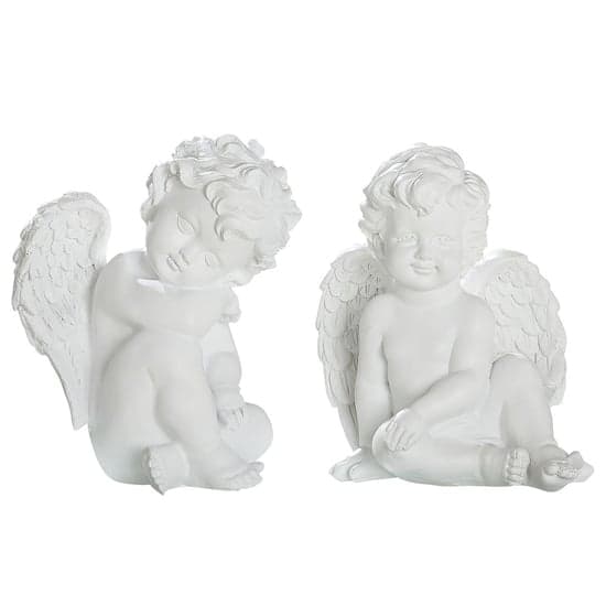 Ocala Polyresin Angel Sitting Sculpture In White_2