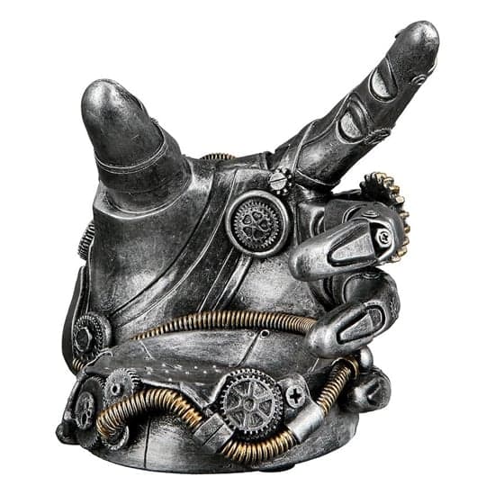 Ocala Polyresin Bottle Rack Steampunk Hand Sculpture In Silver_2