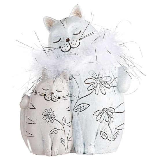 Ocala Polyresin Cat Couple Sculpture In Cream And Grey_2