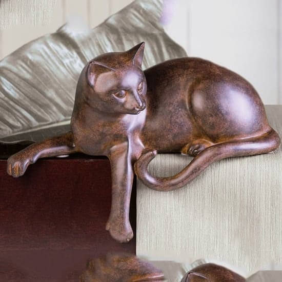 Ocala Polyresin Cat Sitting Sculpture In Brown_1