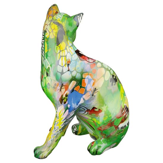Ocala Polyresin Cat Street Art Sculpture In Multicolour_3