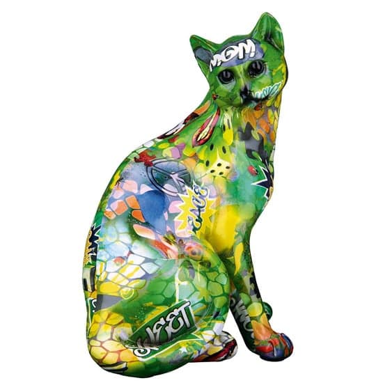 Ocala Polyresin Cat Street Art Sculpture In Multicolour_1