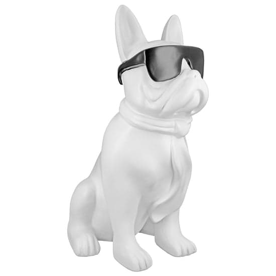 Ocala Polyresin Cool Dog Sitting Sculpture In White_2