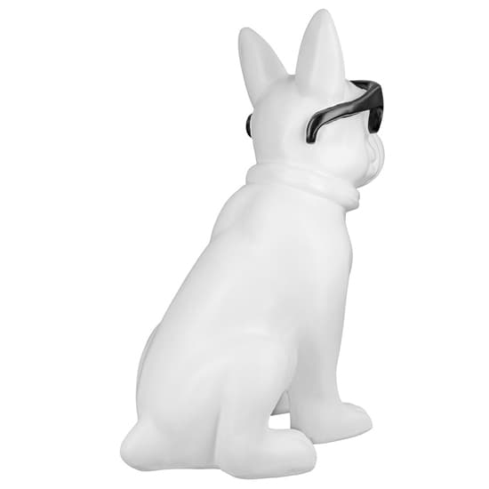 Ocala Polyresin Cool Dog Sitting Sculpture In White_4