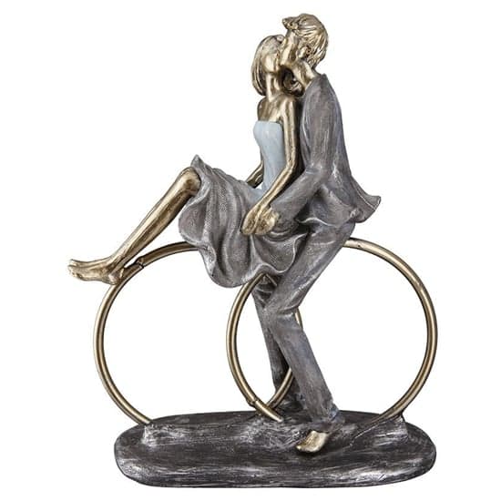 Ocala Polyresin Couple On Rings Sculpture In Gold_1