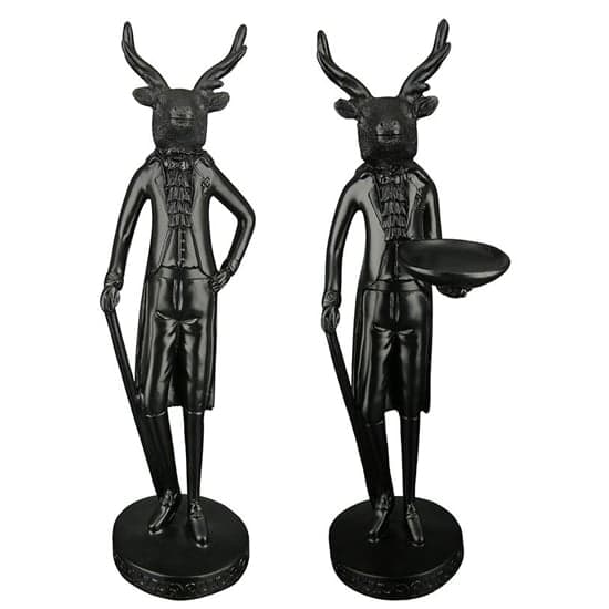 Ocala Polyresin Deer Gentleman Sculpture In Black_2
