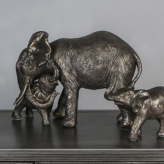 Ocala Polyresin Elephant Zambezi With Baby Sculpture In Grey_2