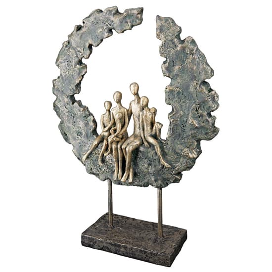 Ocala Polyresin Family Sculpture In Gold And Green_2