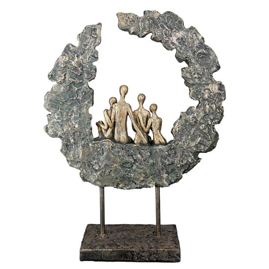 Ocala Polyresin Family Sculpture In Gold And Green_3
